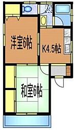 コーポ戸口 1階2DKの間取り