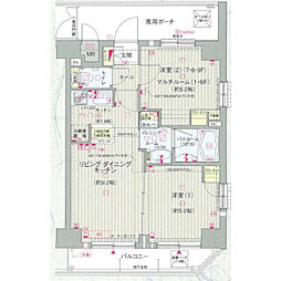 エステムプラザ神楽坂 2LDKの間取図画像