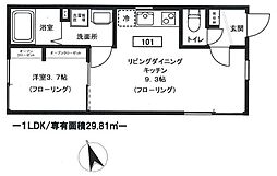 仮称平塚3丁目アパート 1階1LDKの間取り