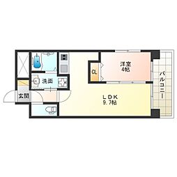 ラブニール西長堀パークフロント 1LDKの間取図画像
