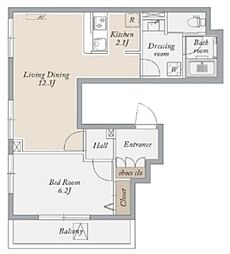 アーバンパーク王子 5階1LDKの間取り
