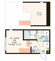 ハーモニーテラス足立X 1階1Kの間取り