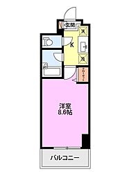 オセオ弁天 1Kの間取図画像