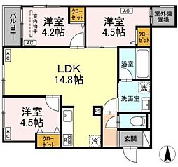MOCRAFT中葛西 1階3LDKの間取り