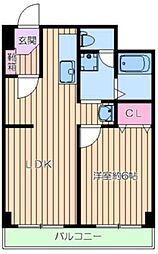 ツイン・コートE 1LDKの間取図画像