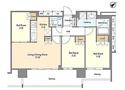 新日本EXビル 15階3LDKの間取り