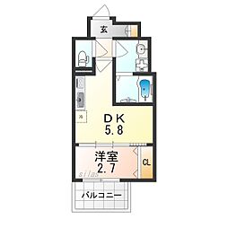 JR阪和線 堺市駅 徒歩3分の賃貸マンション 8階1DKの間取り