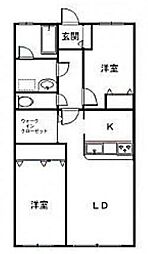 パインクレスト竹内 3階2LDKの間取り