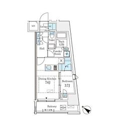 PRIMERESIDENCESHIBUYA 1DKの間取図画像