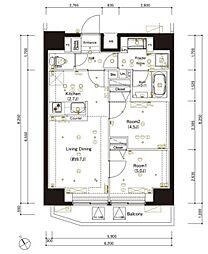マーロ後楽園 10階2LDKの間取り