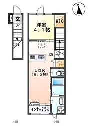 スカイティーナ 1LDKの間取図画像