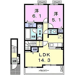 エテルノアン2 2LDKの間取図画像
