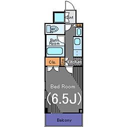 ルーブル川崎中丸子 6階1Kの間取り