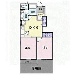 ファーウェスト鎌倉 2DKの間取図画像