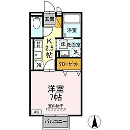 アピテ・プランシェ 1Kの間取図画像
