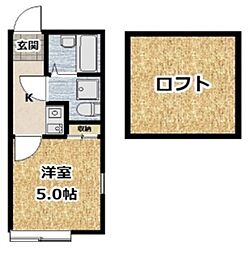 アザーレ・パッシオ長津田 2階1Kの間取り