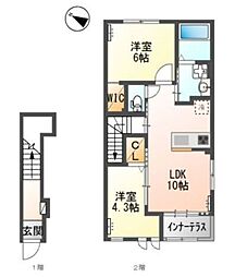 シャルムB 2LDKの間取図画像
