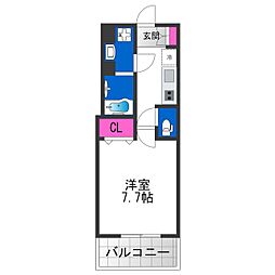 ＢＡＤＧＥ昭和町 2階1Kの間取り