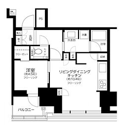 JR山手線 田町駅 徒歩11分の賃貸マンション 12階1LDKの間取り