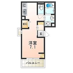 D-room田辺 2階ワンルームの間取り