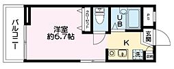 K-house 2階ワンルームの間取り