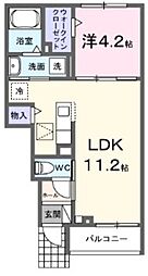 JR横浜線 橋本駅 バス19分 町屋本町下車 徒歩2分の賃貸アパート 1階1LDKの間取り