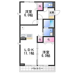 プリムローズ 2LDKの間取図画像