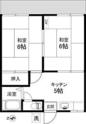 もみの木ハウス 1階2Kの間取り
