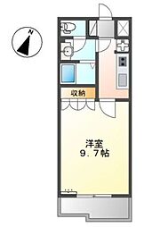 グリーンヒルズ 1Kの間取図画像
