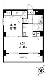 ニューリバー新宿 6階1LDKの間取り
