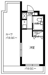 スカイコート高田馬場 3階ワンルームの間取り