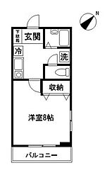 グリーンウエスト 1階1Kの間取り