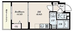 ルネサンスコート自由が丘 1DKの間取図画像