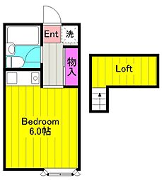 アーバンライフA号棟 ワンルームの間取図画像