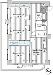 ＮＪＫ　ＭＡＲＱＵＩＳ　ＫＯＩＳＨＩＫＡＷＡ 2階3DKの間取り