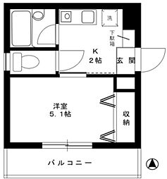 グローサリー本駒込 4階1Kの間取り