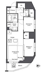コンフォリア新御徒町 9階2LDKの間取り