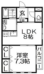 リュクスグランツ 1LDKの間取図画像