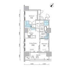 ＨＡＲＵＭＩ　ＦＬＡＧ　ＰＯＲＴ　ＶＩＬＬＡＧＥ　Ｃ棟 8階2LDKの間取り