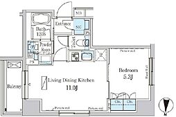 パークアクシス錦糸町ヴェール 7階1LDKの間取り