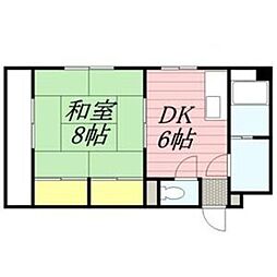 みつわハイツ 201 2階1DKの間取り