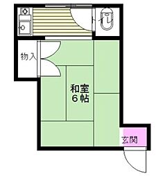 東栄荘 1Kの間取図画像