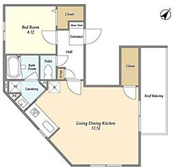 ヴィラクレール文京小石川 5階1LDKの間取り