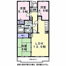 鵜野森グリーンヒルズ 2階3LDKの間取り