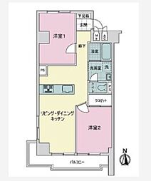 ビレッタ百道 2DKの間取図画像