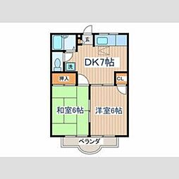 アゼリア東大和 1階2DKの間取り