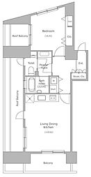 アーバンパーク麻布十番 9階1LDKの間取り