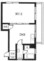 森ハイツ 4階1DKの間取り