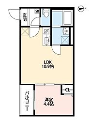 APS01 2階1LDKの間取り