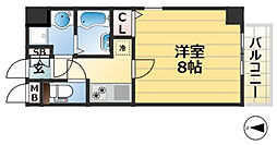 ジュネス六甲．ANNEX 2階1Kの間取り